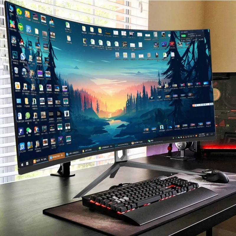 커브드 게이밍 모니터 32인치 144HZ 대화면 QHD 가성비 게임용 165HZ 고화질 시청용 와이드 디자인, 2_아몬드 화이트 24인치 곡면 1K75HZ, 공식 표준, 1cm