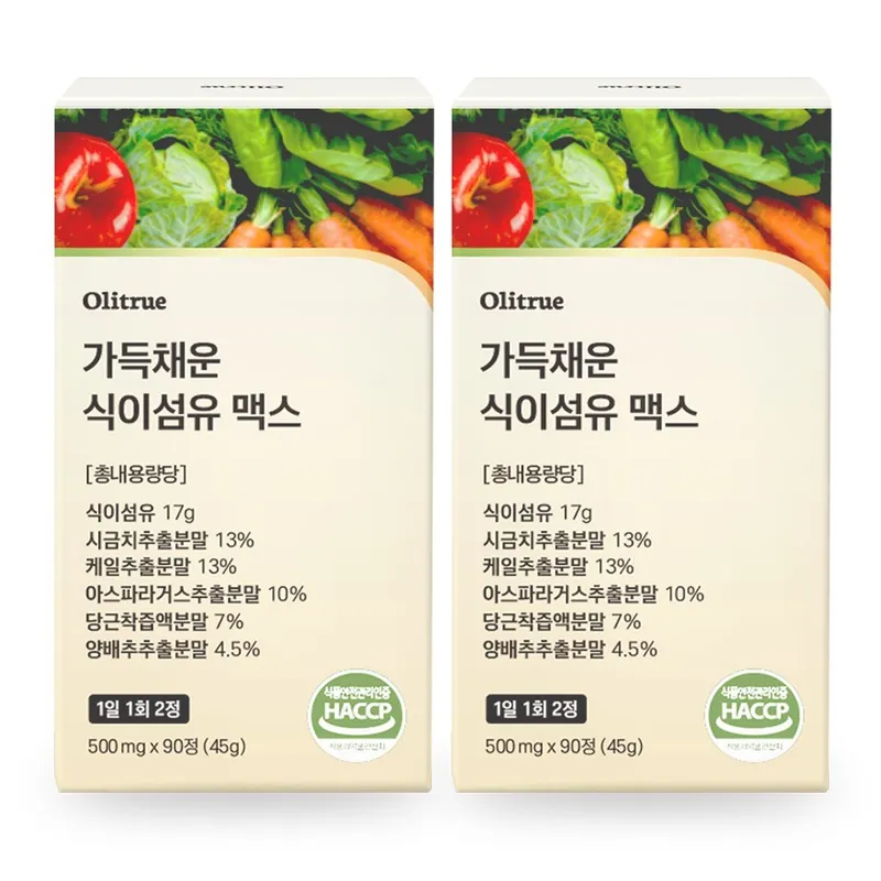 올리트루 인증받은 황금배합 식이섬유 정 17g, 2개, 90정