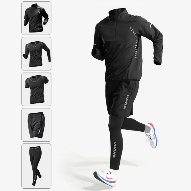 FONOW 러닝복 남성 헬스 트레이닝복 긴팔 운동복 세트 드라이핏 소재 스포츠상하의 세트 기능성 운동복 라이딩 트레이닝 땀복