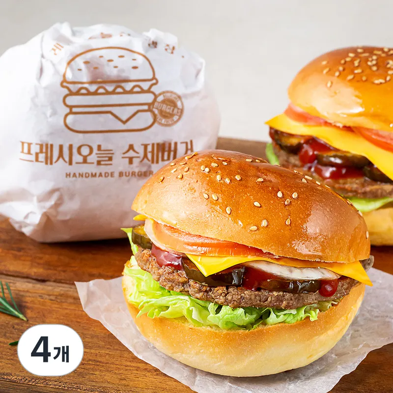 프레시오늘 신선냉장 든든간식 호주산 육우 불고기 수제버거, 4개, 220g