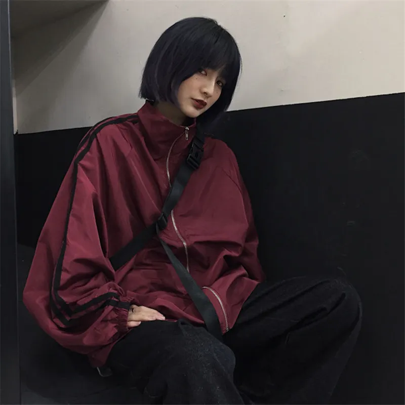 휘잇 유니크 스트릿 배색 트랙 더블 라인 바람막이