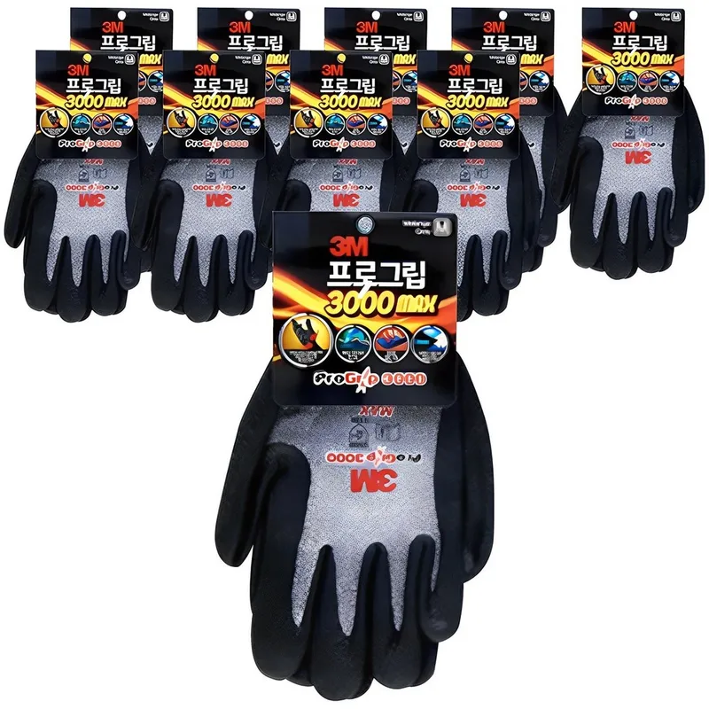 쓰리엠 프로그립 3000 MAX 안전장갑, 그레이(M), 10개