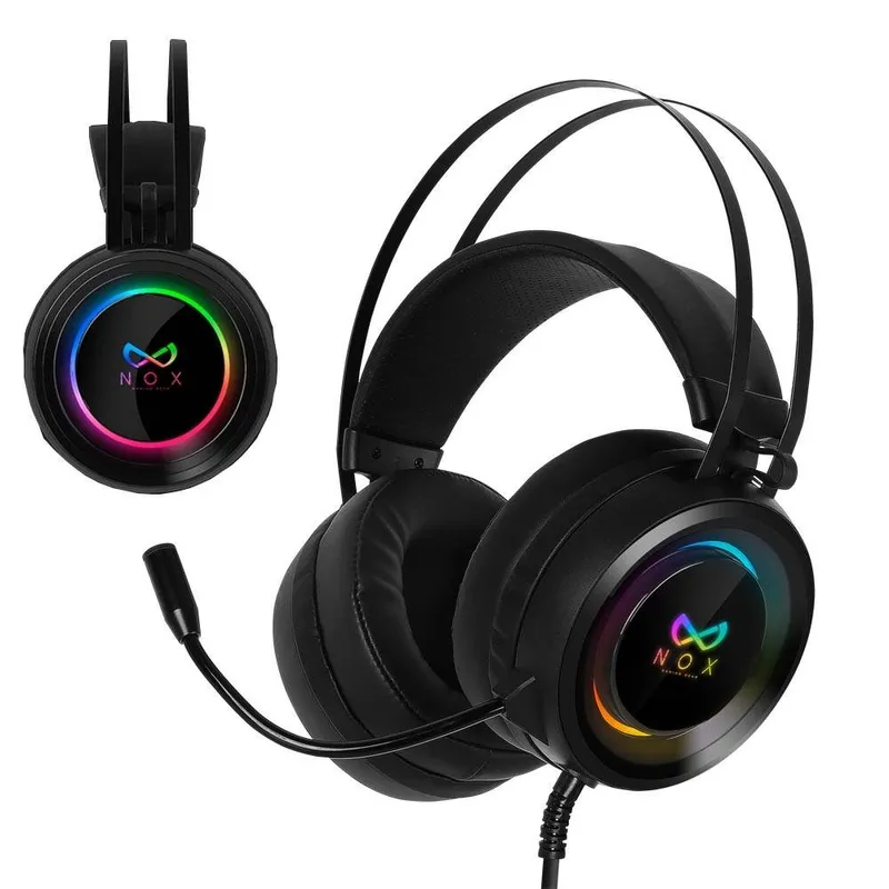 녹스게이밍기어 가상 7.1채널 RGB 게이밍 헤드셋, 블랙, NX-502