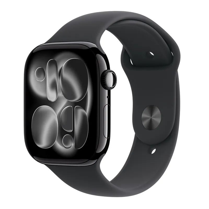 Apple 2025 애플워치 11, 46mm, GPS, 알루미늄, 제트 블랙/블랙 스포츠 밴드, M/L