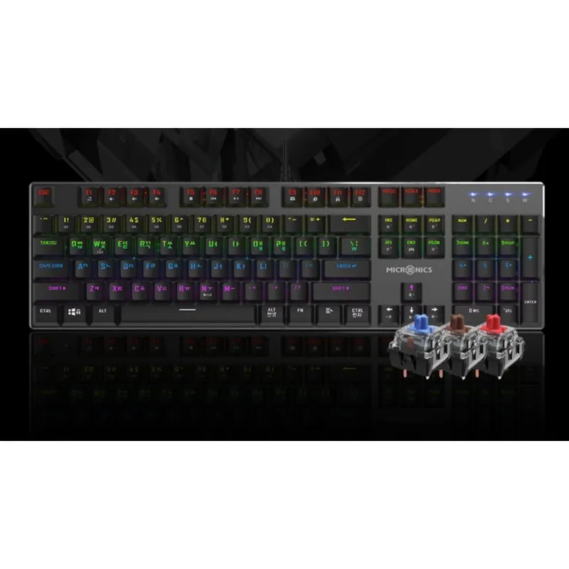 쫄깃키감 컬러LED 게이밍 기계식 키보드 / 피시방 가성비 저렴한 예쁜 유선