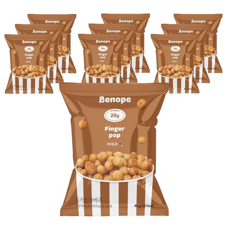 베노프 핑거팝 고단백스낵 바베큐, 10개, 48g