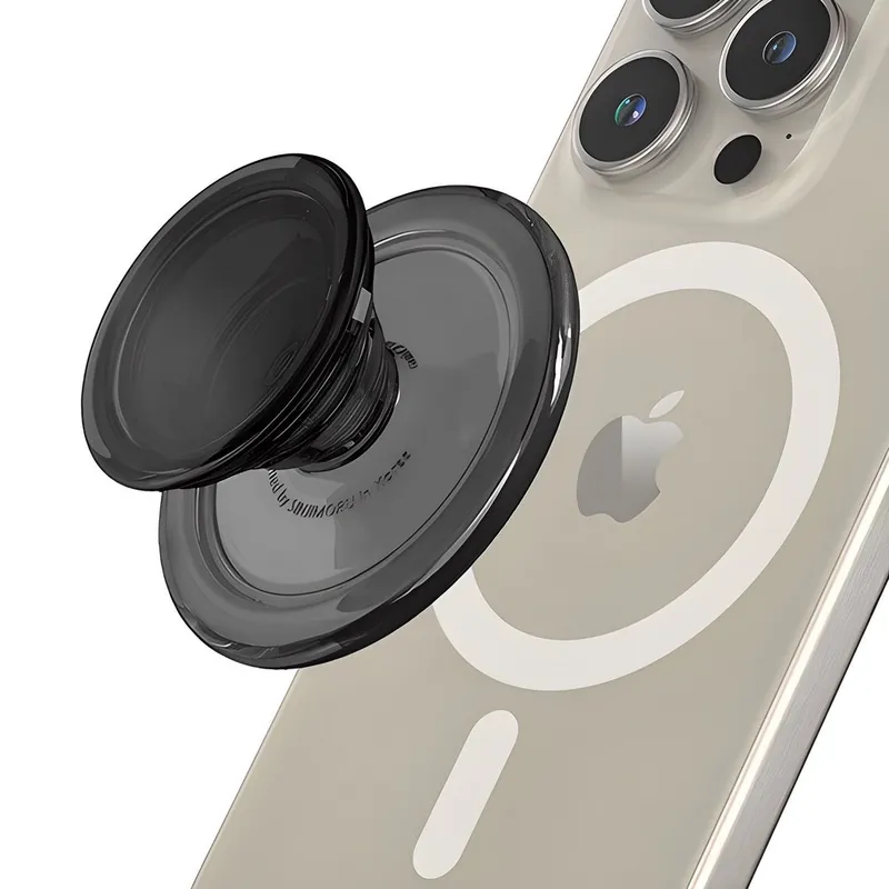 신지모루 자력강화 M 티피톡 맥세이프 스마트톡 투명 그립 홀더, 블랙, 1개