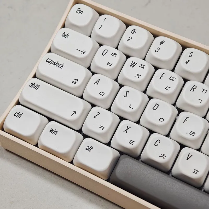 애플 화이트 미니멀리스트 동글 테마 MOA PBT 한무무 기계식 키보드, 키캡, 컨트롤알트, 한글 각인