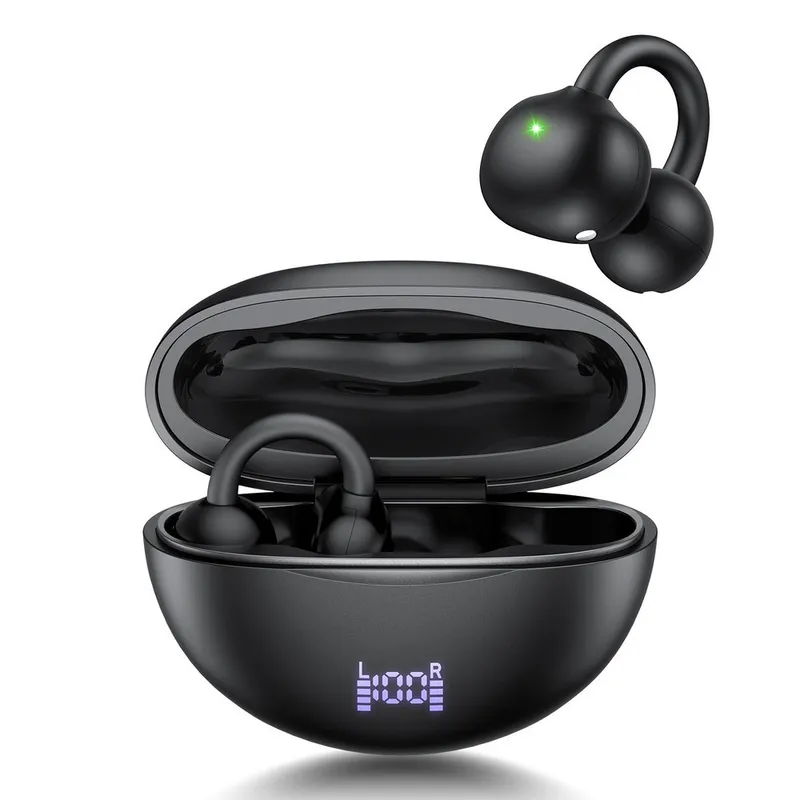 YINTEE 블루투스 이어폰 오픈형 클립형 무선 불루투스 이어폰 c타입, 블랙, S9