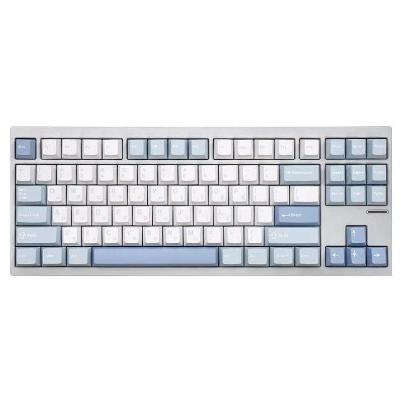 프리플로우 MCHOSE 풀 알루미늄 기계식 유무선 텐키리스 키보드 골드 프레임 오렌지축, 실버블루, GX87, 플레임 오렌지