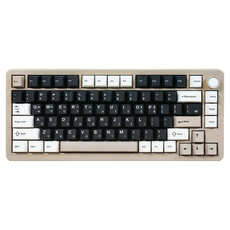 큐센 R75 풀알루미늄 풀윤활 가스켓 유무선 기계식 텐키리스 키보드, 크림치즈, QSENN R75 PBT, 크림치즈축