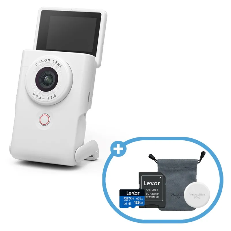 캐논코리아 정품 PowerShot V10 + 128GB + 파우치 + 렌즈캡 [파워샷 V10] / 브이로그 카메라, 화이트
