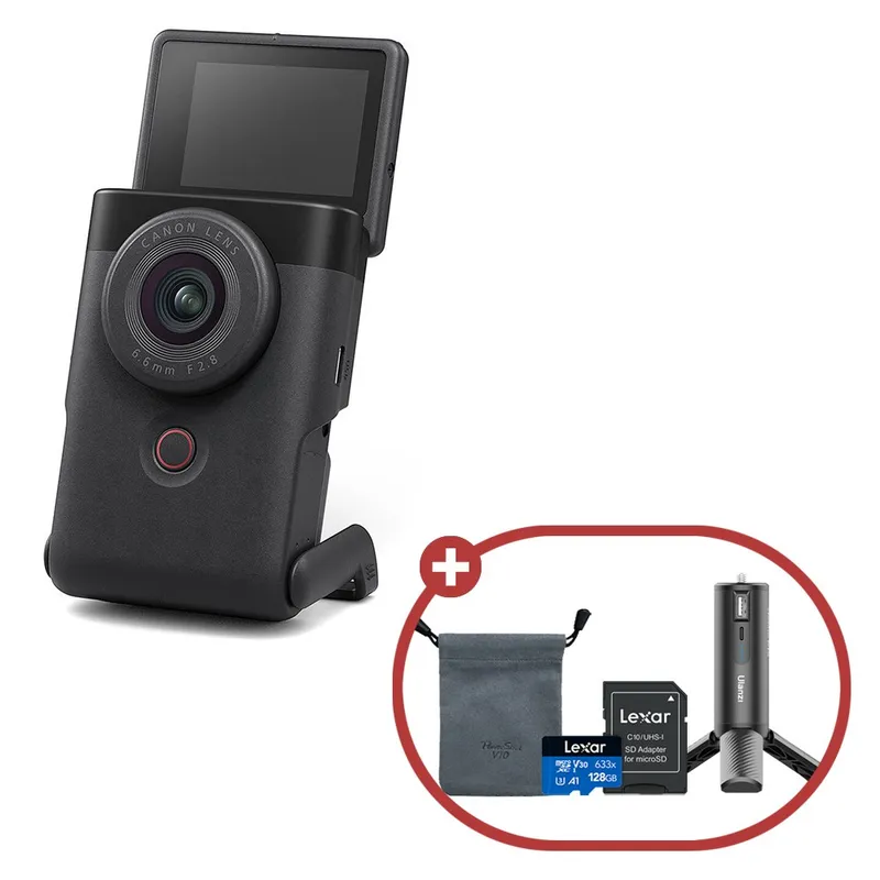 캐논코리아 정품 PowerShot V10 + 128GB + 파우치 + BG-4 배터리그립 [파워샷 V10] / 브이로그 카메라, 블랙