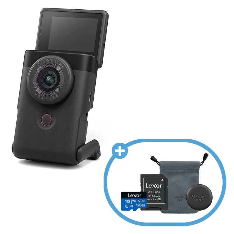 캐논코리아 정품 PowerShot V10 + 128GB + 파우치 + 렌즈캡 [파워샷 V10] / 브이로그 카메라, 블랙