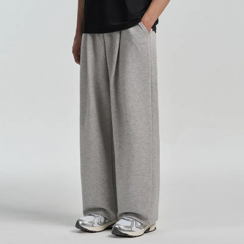아테즈 남녀공용 에센셜 무지 원턱 와이드 스웨트 바지 팬츠