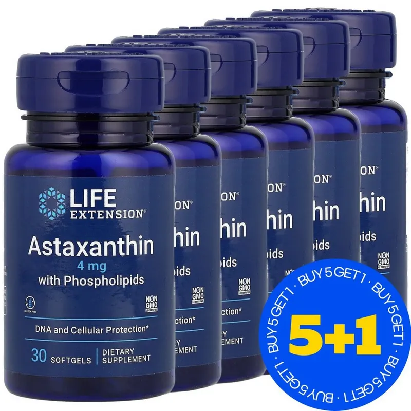 [5+1] 라이프익스텐션 아스타잔틴 인지질 함유 소프트젤 30정 고약사 약들약 / 해외직구 미국정품, 6개