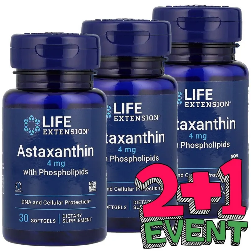 [2+1] 라이프익스텐션 아스타잔틴 인지질 함유 소프트젤 30정 고약사 약들약 / 해외직구 미국정품, 3개