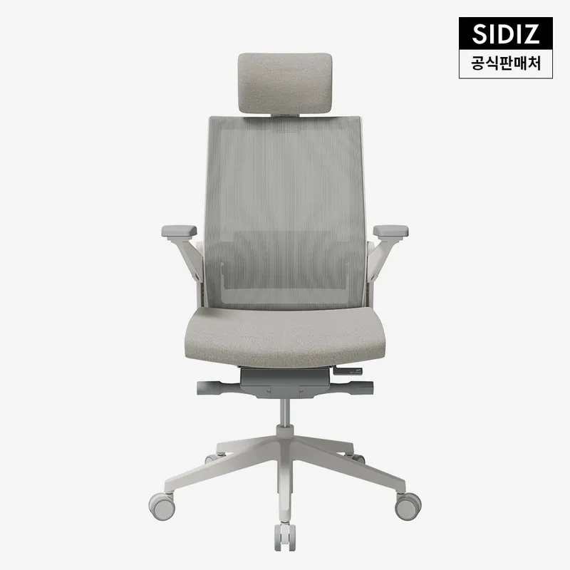 시디즈 T80 컴퓨터 책상 의자 메쉬 (HLDA), 화이트, 라이트 그레이