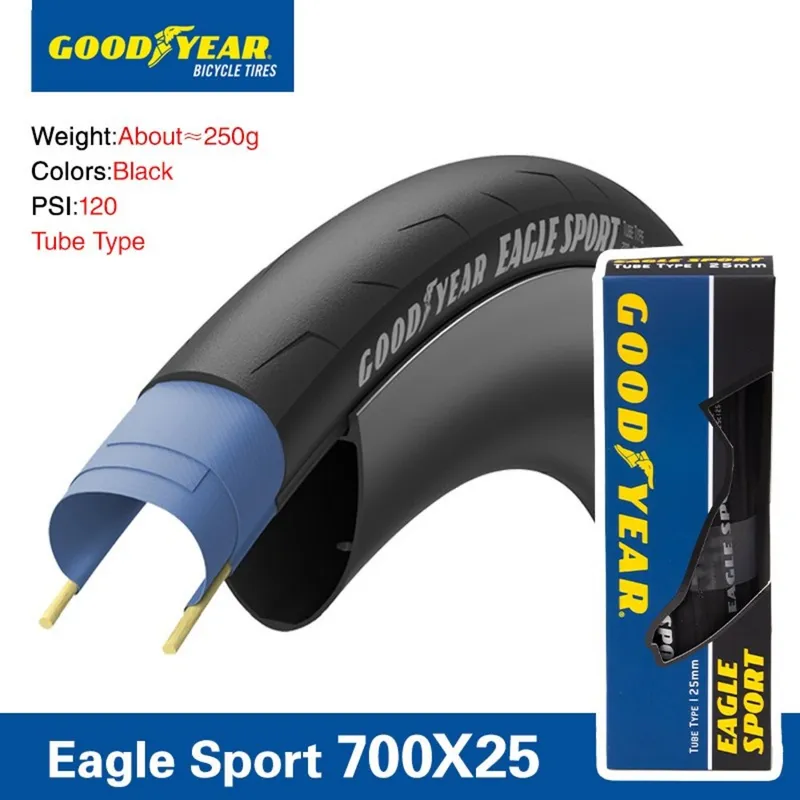 Goodyear Eagle Sport 700X28C 도로 자전거 타이어 700X25C 클린처 타이어 튜브 타이어 타이어 접이식 자전, 01 Black, 07 700x25C BOX