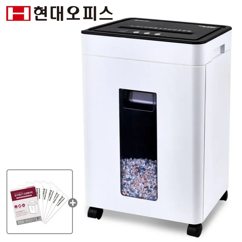 현대오피스 페이퍼프랜드 중형 문서세단기 PK-2012CX+페이퍼오일5매 저소음 12매 20L 파쇄기 세절기, 단품