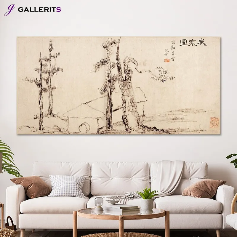 갤러리츠 추사 김정희 세한도 소나무 그림 한국화 거실 안방 풍수, P108-6-세한도