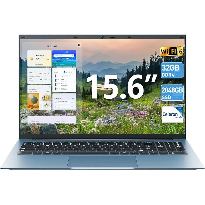 Naclud 노트북 15.6인치 노트북 컴퓨터 36GB RAM 2048GB SSD 확장 가능한 1TB 셀러론 N5095 쿼드 코어최대 2.9GHz 윈도우 11 홈 1, Naclud 노트북, 15.6인치 노트북 컴퓨터, 36