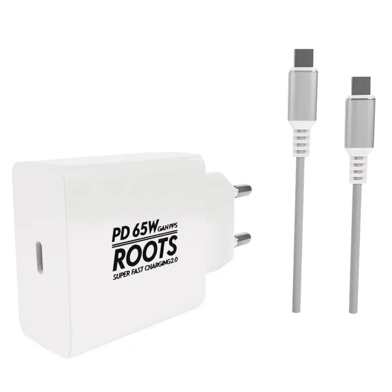 루츠 65W Gan PD PPS C타입 국내생산 초고속 충전기 100W 5A C TO C 케이블 포함, 화이트, 1개