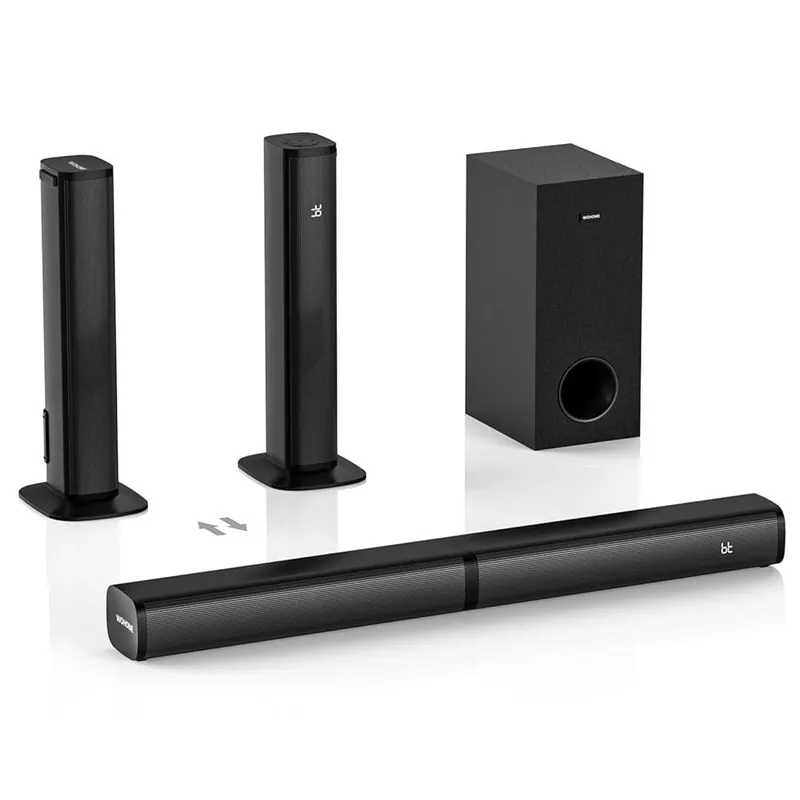 Wohome 2 in 1 분리형 사운드바서브우퍼 포함 스마트 TV용 4.1채널 블루투스 사운드바 홈시어터 서라운드 사운드 시스템 광입력 AUX USB 입력 저음 조절, S111 Pro