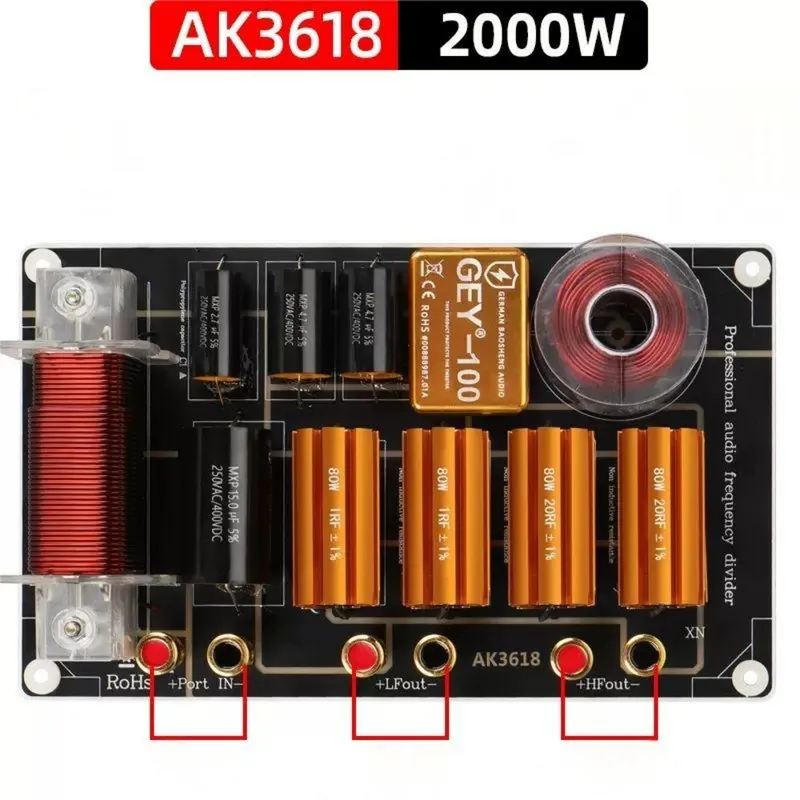 B-964 싱글 스테이지 스피커 저주파수 분할기 양방향 스피커 크로스오버 700-2000W 12 인치 15 인치 18 인치, 4) AK3618  1PCS, AK3618
