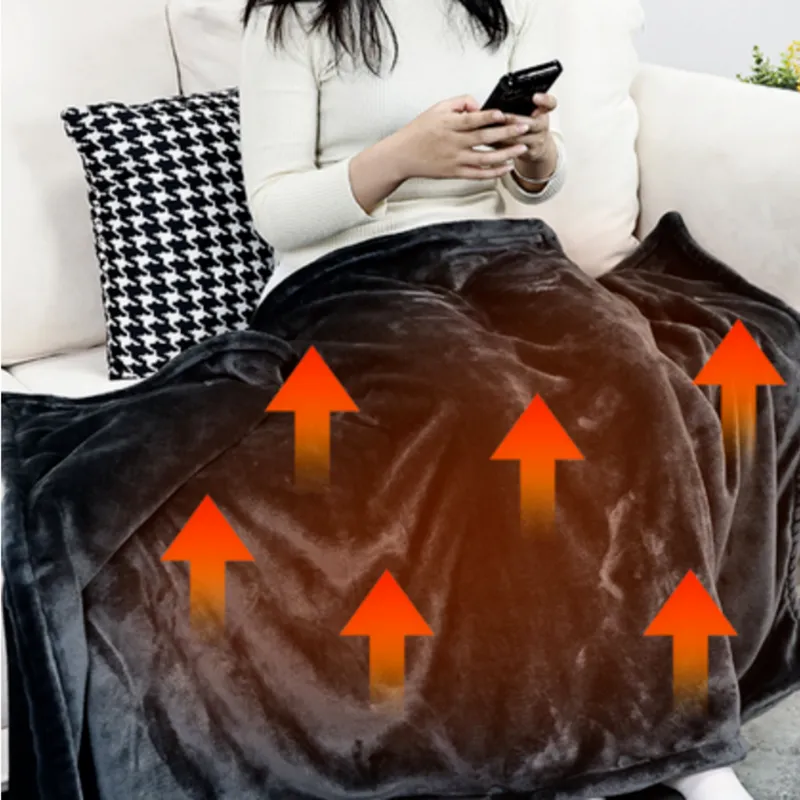 MIFAN 극세사 캠핑 휴대용 전기 담요 무선 USB 온열 담요, 그레이