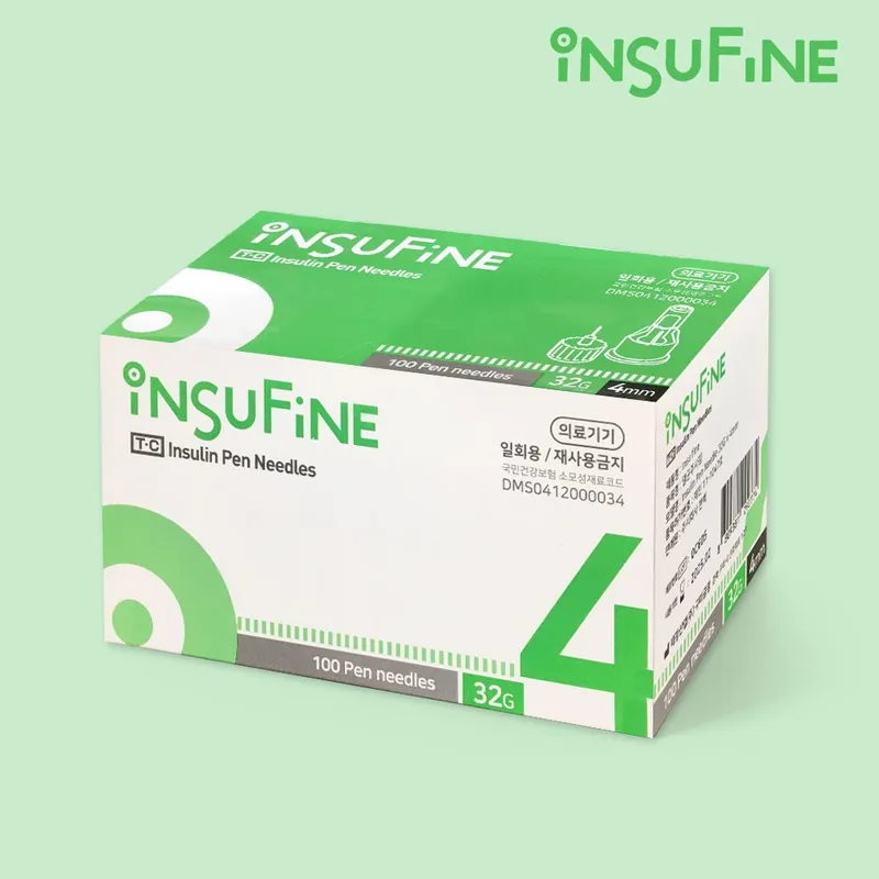 인슈파인 일회용 멸균주사침 인슐린 펜니들 4mm, 1개, 100개입