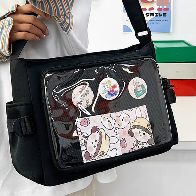 크로스백 이타백 굿즈수납 뱃지 데코가방 콘서트가방 DIY 투명창 대용량 숄더백 XKB01HEI