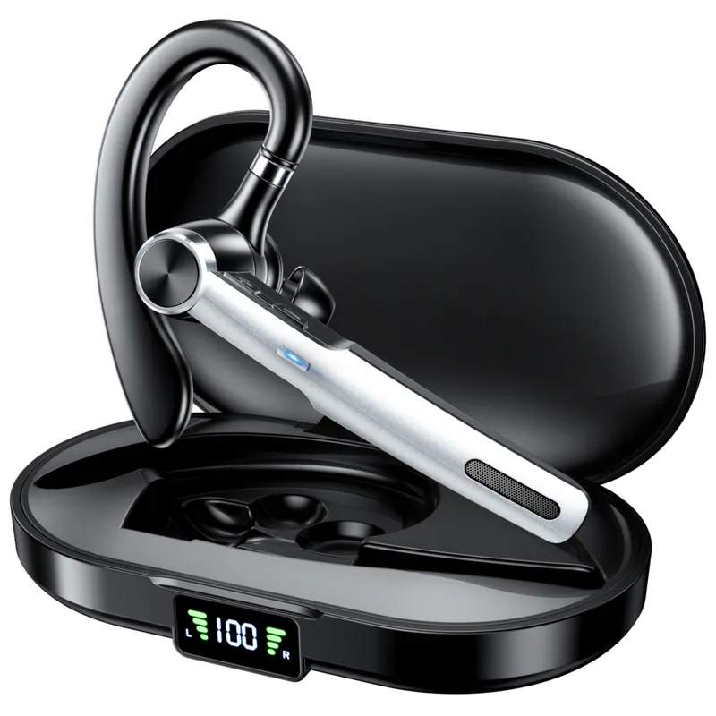 보보조조 무선 고음질 통화 노이즈캔슬링 AI ENC 귀걸이형 블루투스 이어폰, 은흑색, BOBOJOJO-G11