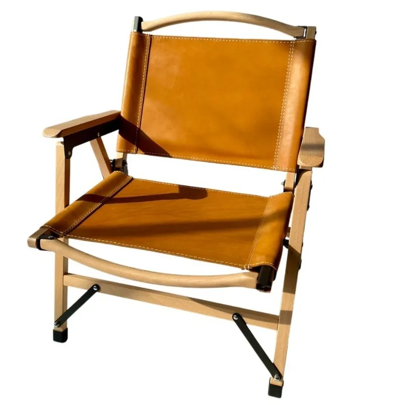 커밋 의자 접이식 탈부착 팔걸이 야외 캠핑 소가죽 오크 감성, 황갈색, 1개