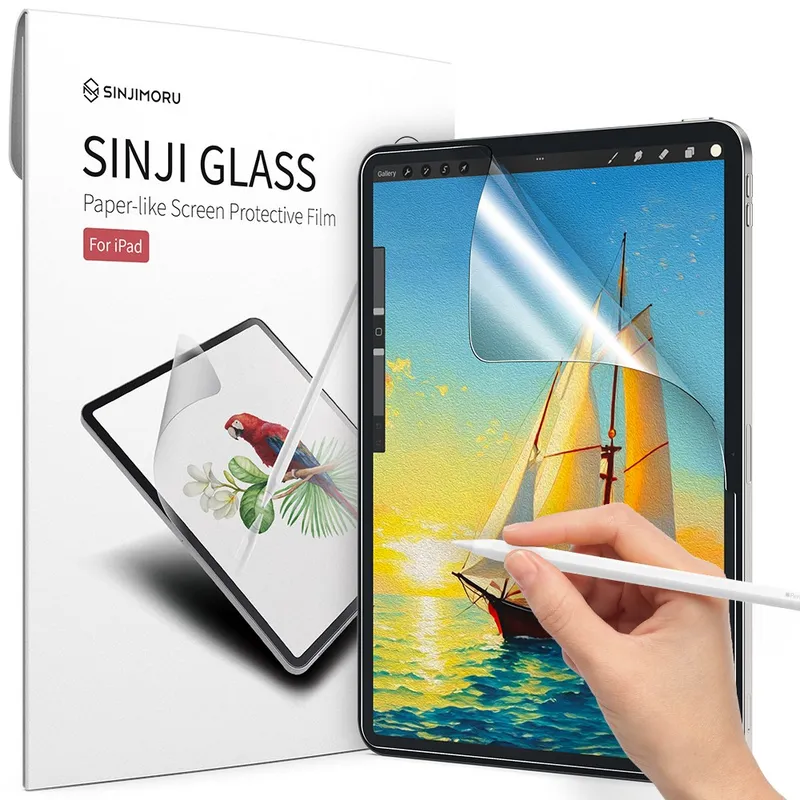 신지모루 저반사 드로잉 종이질감 강화유리 액정보호필름 세트, 1개