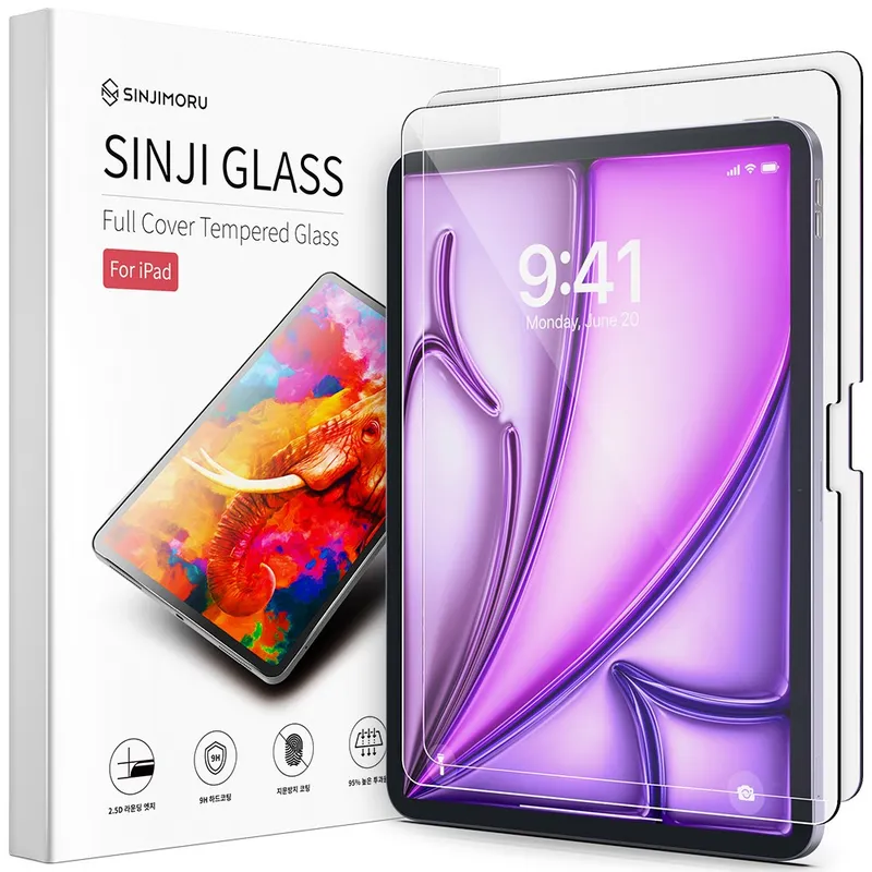 신지모루 풀커버 아이패드 강화유리 액정보호필름 2p, 2개