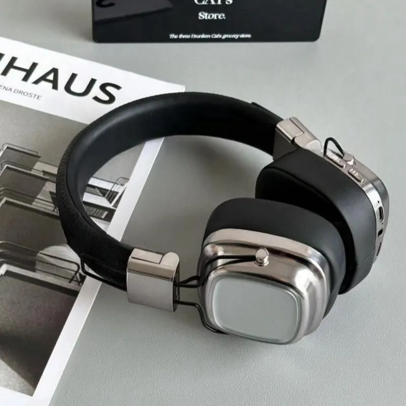 사일런트 클럽 헤드폰 파티 무선 디스코 이어폰 500m 블루투스 노이즈캔슬링 헤드셋, 실버 블랙 폴더블 듀얼 모드