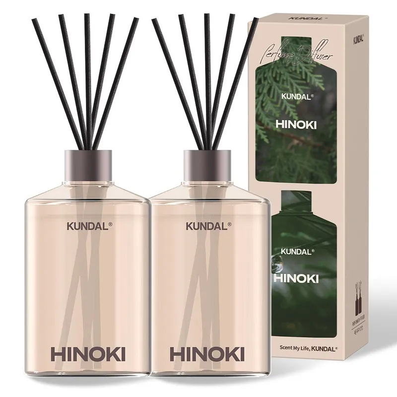 쿤달 대용량 퍼퓸 디퓨저 + 섬유스틱 세트, 히노키, 500ml, 2개