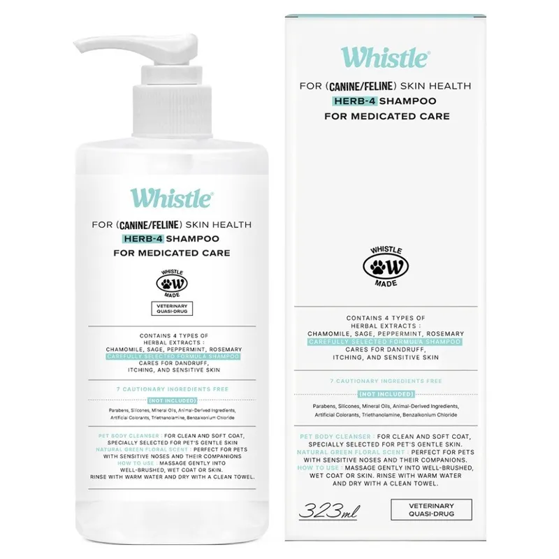 휘슬 반려동물 스킨헬스 허브4 약용 샴푸, 323ml, 1개
