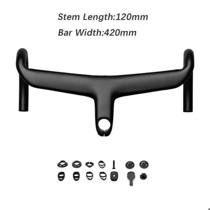 픽시 로드 엘리타원 풀 카본 로드 일체형 핸들바 초경량 로드 바이크 핸들바 레이싱 벤트 바 자전거 액세서리 28.6mm, [07] 420x120mm
