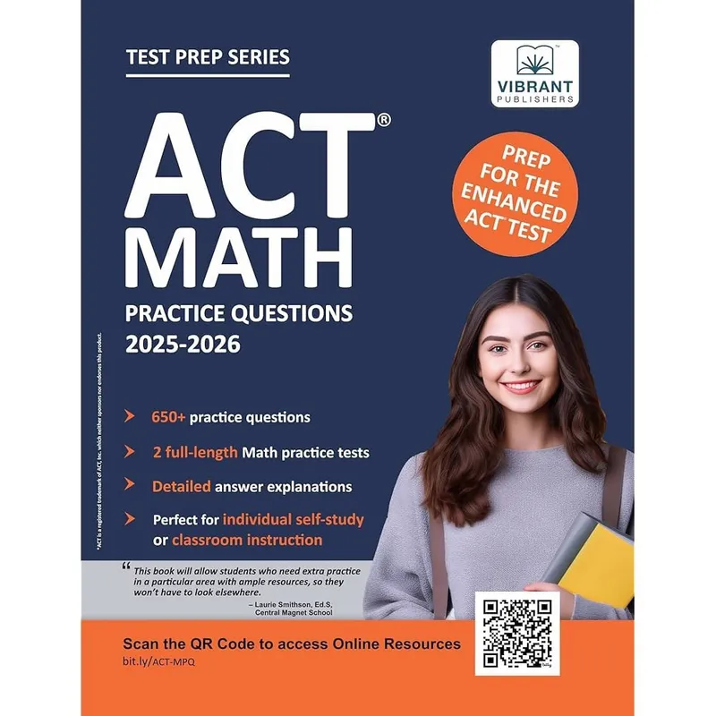 ACT 수학 연습 문제 2025-2026 에디션 - 650개 이상의 2개의 전체 길이 테스트 자세한 설명 및 공식 시트