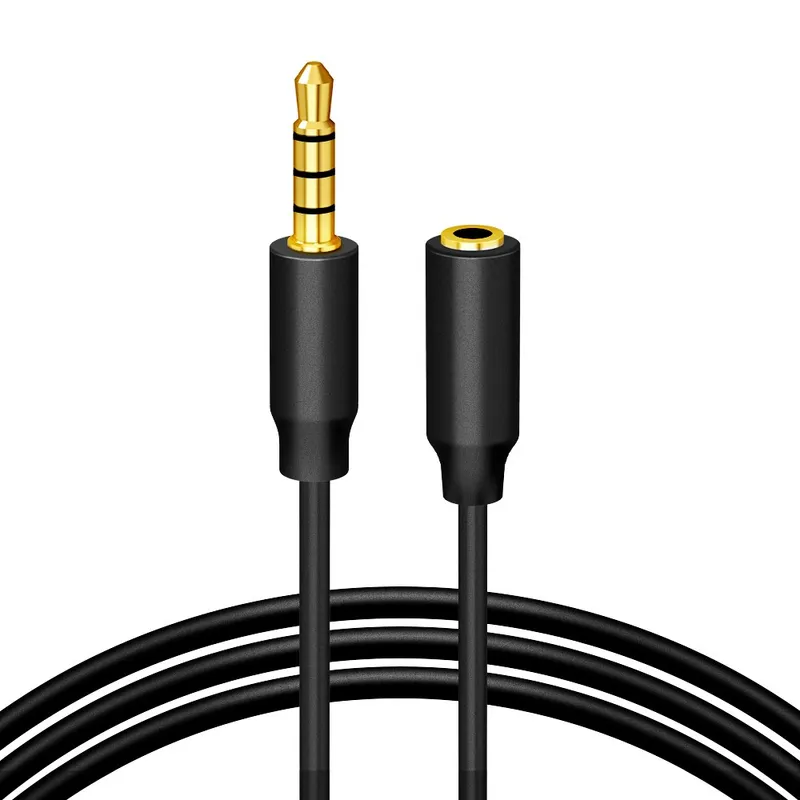 홈플래닛 3.5mm AUX 4극 오디오 마이크 연장 케이블 1.5m, CB3501EX-150BK, 블랙