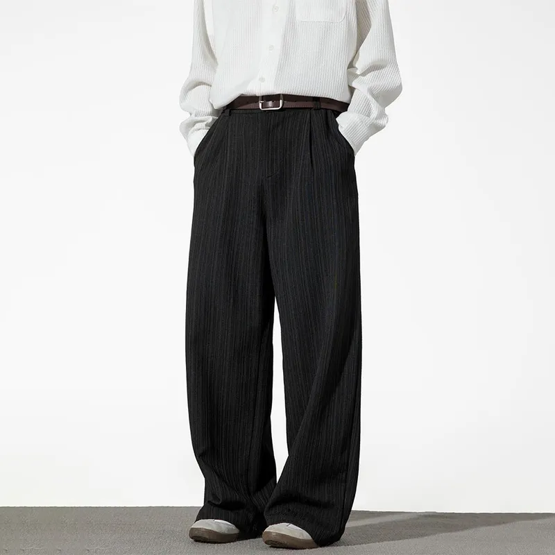 웨일쓰 남성 빈티지 고급스러운 와이드핏 바지 남자 빅사이즈 드레이프 슬랙스 캐주얼 팬츠 가을 겨울 루즈핏 일자핏 트렌디 롱팬츠 긴바지