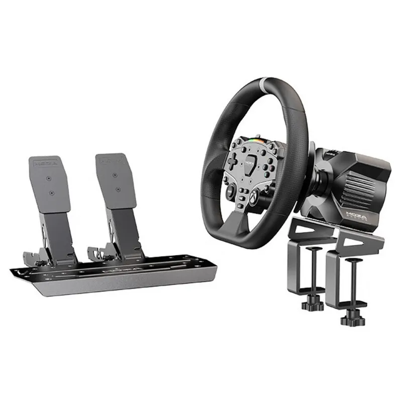 MOZA R3 스티어링 휠 + 레이싱 듀얼 페달 세트, 1세트