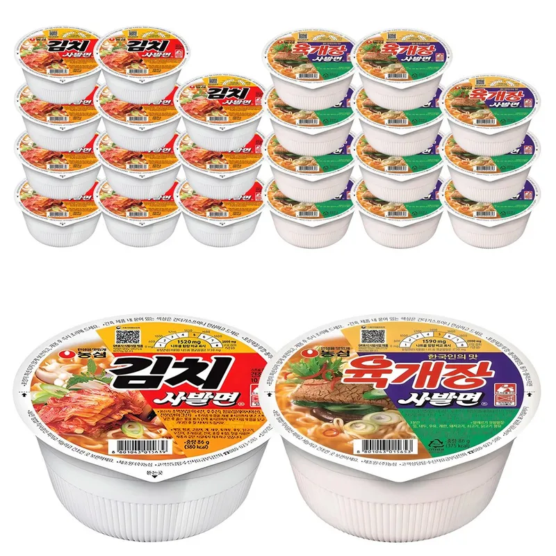 농심 육개장 사발면 86g 12p + 김치 사발면 86g 12p, 24개