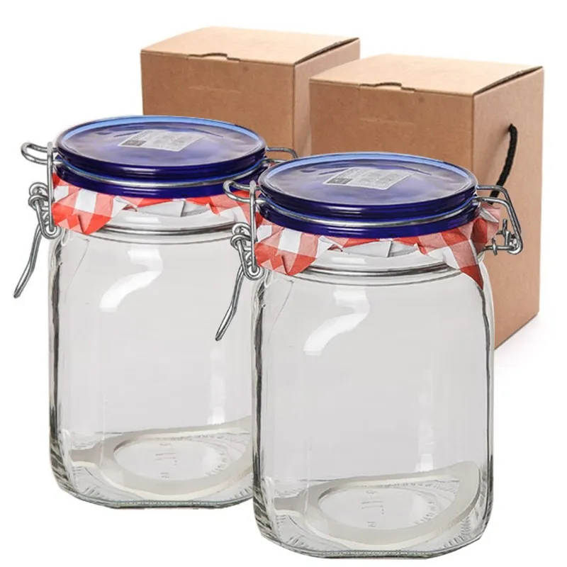 피도 보르미올리 블루탑 유리용기 + 기프트박스 세트, 1L, 2개