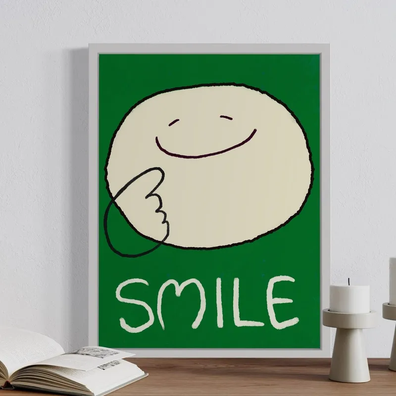 미소 짓는자 복 받는다 표정관리 스마일 그림액자 공부방 책상 거실 현관인테리어, 30x40cm, 루꼴라 GREEN