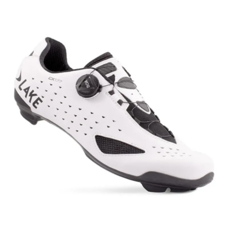 레이크 CX 177 / 발볼넓은 로드 클릿슈즈, EU 40, 화이트/블랙 (와이드)