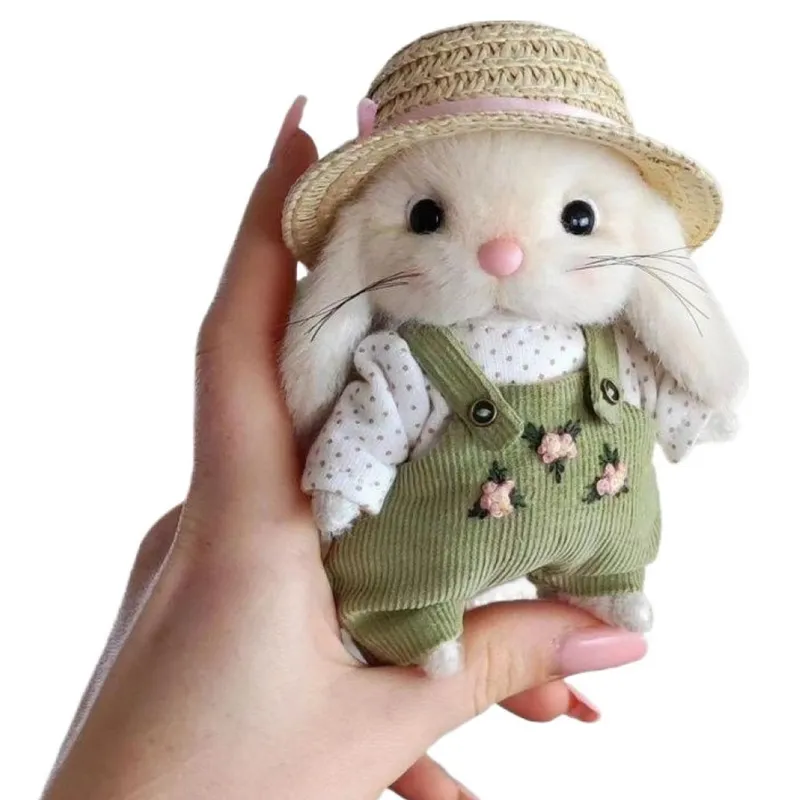 순잠 사랑스러운 데일리 아이템 토끼 인형 키링, 15cm, 화이트 + 그린, 1개